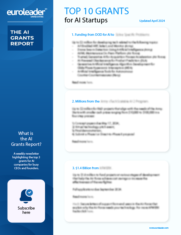 Top 10 Grants for AI Startups First Page