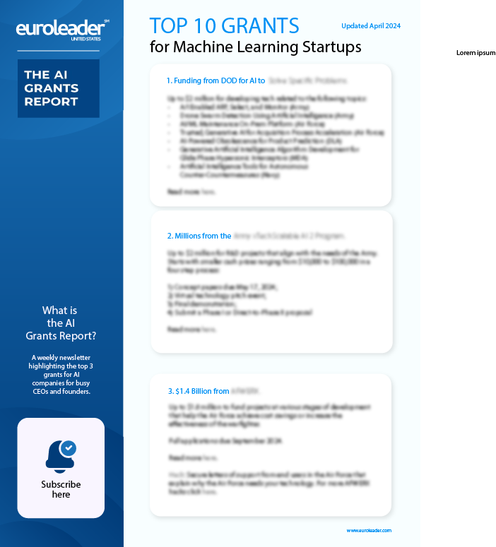Top 10 Grants for ML Startups First Page